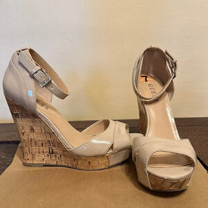 Guess, nude wedge, heeled, sandals - size 7